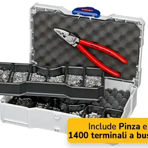 Compra Oggi Stesso Knipex cassetta con pinza crimpatrice ed assortimento 1400 terminali a bussola non isolati