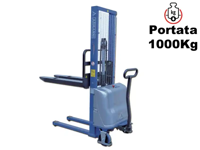 Acquista Ora Carrello elevatore semi-elettrico Barbero BETA1016 con alzata libera totale, portata 1000Kg