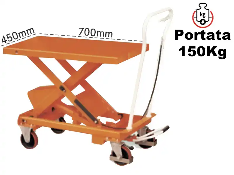Prezzo Ridotto Carrello sollevamento a pantografo Barbero C150B 700x450mm, portata 150Kg