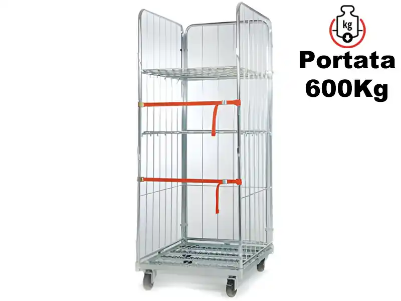 Carrello logistico in rete metallica Barbero M720 715x805x1800mm, portata 600Kg Spedito Oggi