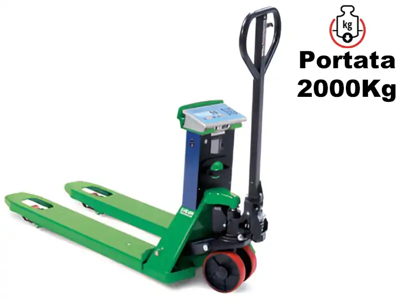 Transpallet manuale Barbero BP 22 CBS 550x1150mm con bilancia e stampante, portata 2 ton Soddisfatti O Rimborsati
