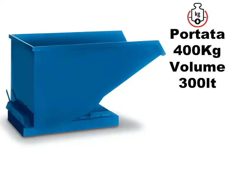 Benna ribaltabile Barbero 1220x810x750mm trasportabile con muletto, volume 300lt, portata 400Kg Promo Stagionale