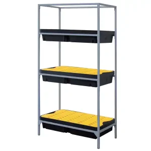 Scaffalatura con 3 vasche di raccolta Carvel 1000x600x2000mm per liquidi pericolosi, capacità 180lt Must-Have