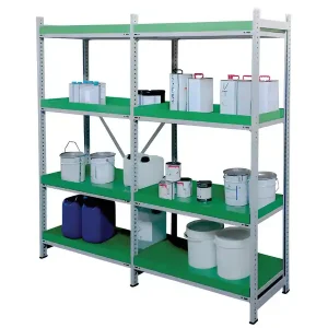 Professionale Scaffalatura con 8 vasche di raccolta Carvel 2090x500x1950mm per liquidi pericolosi, capacità 240lt