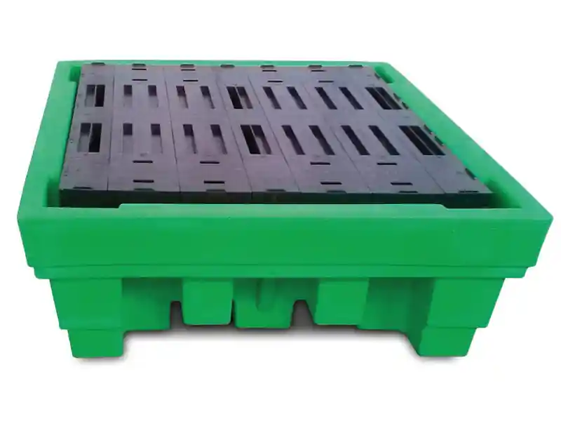 Vasca di raccolta liquidi acidi, basi e oli Carvel 1420x1420x520mm in polietilene per 4 fusti, 550lt Nuovo Arrivo