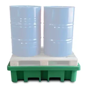 Bestseller Vasca di raccolta liquidi acidi, basi e oli Carvel 1300x900x330mm in polietilene per 2 fusti, 200lt