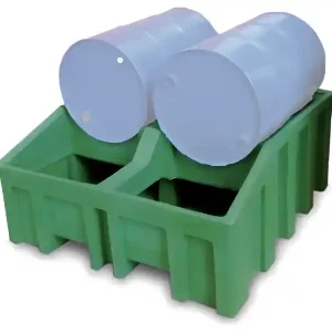 Professionale Vasca di prelievo Carvel 1320x1370x610mm per 2 fusti contenenti liquidi pericolosi, capacità 450lt