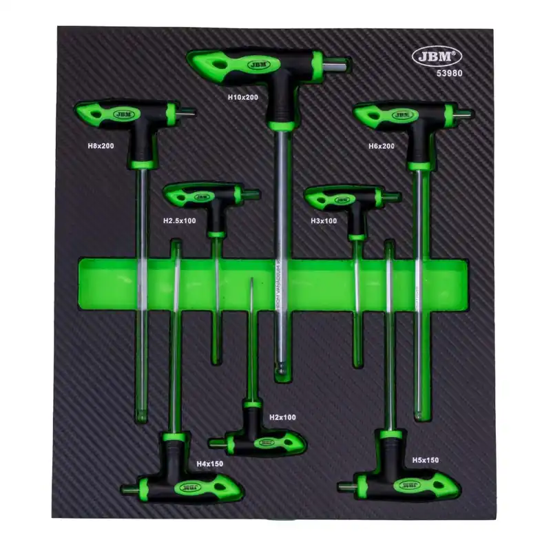 Reso Gratuito Modulo per carrelli portautensili 34x39 - Chiavi a brugola con impugnatura a T - 8 pezzi JBM