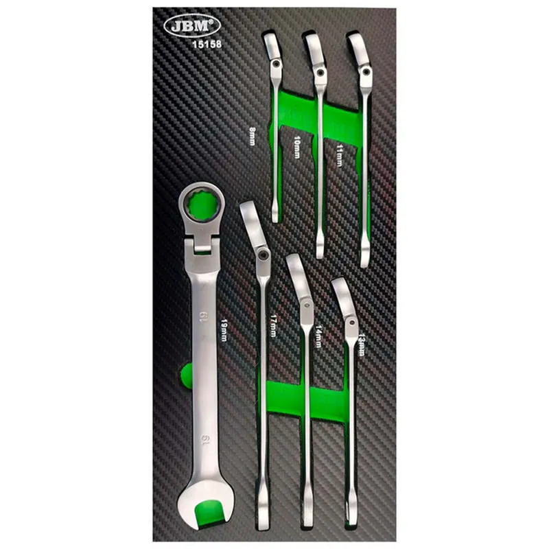 Must-Have Modulo per carrelli portautensili 18x39 - Chiavi combinate con cricchetto - 7 pezzi JBM