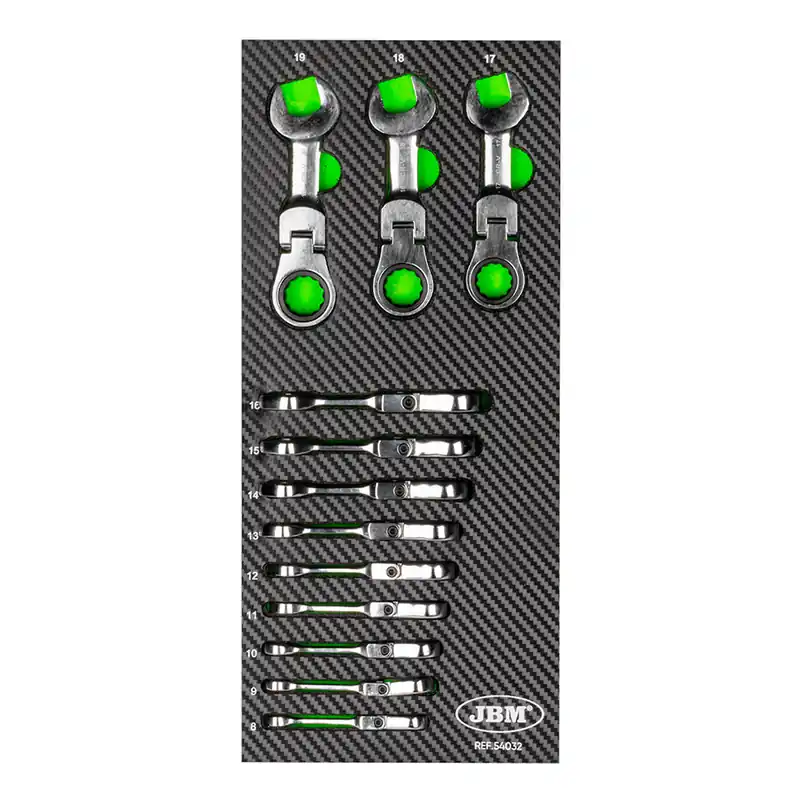 Modulo per carrelli portautensili 18x39 - Chiavi combinate con cricchetto Stubby - 12 pezzi JBM Miglior Prezzo