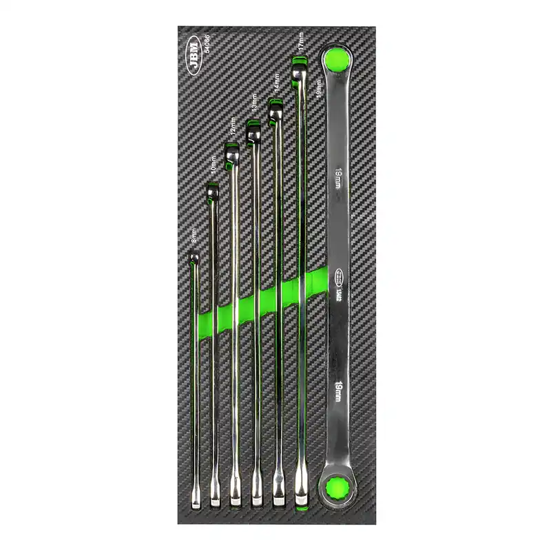 Prezzo Di Fabbrica Modulo per carrelli portautensili 18x51 - Chiavi a cricchetto ad anello - 7 pezzi JBM