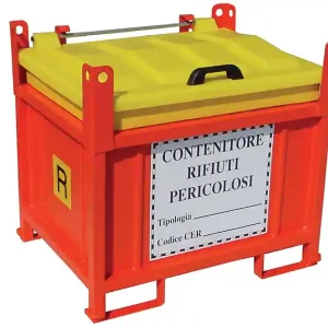 Ultime Pezzi Contenitore in metallo/PP Carvel 920x710x840mm sovrapponibile per rifiuti pericolosi, 250lt