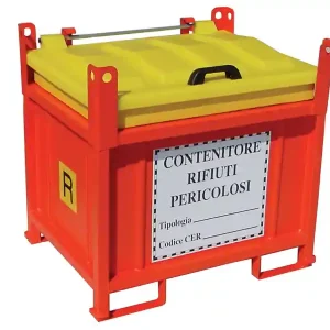 Promozione Esclusiva Contenitore in metallo/PP Carvel 1130x830x1040mm sovrapponibile per rifiuti pericolosi, 550lt