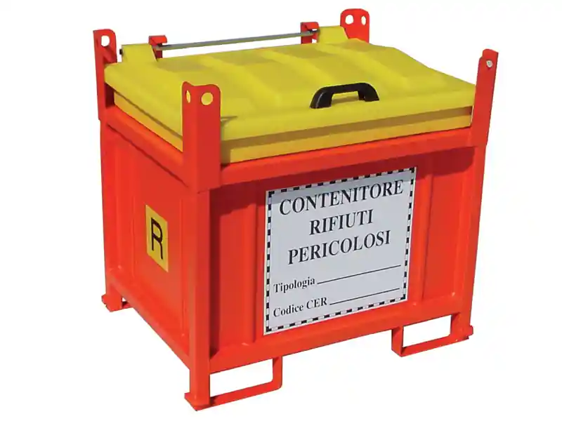 Promozione Esclusiva Contenitore in metallo/PP Carvel 1130x830x1040mm sovrapponibile per rifiuti pericolosi, 550lt