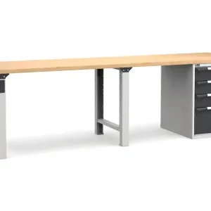 Ultima Occasione Banco da lavoro Fami Master 300cm grigio con piano in legno e armadio a 4 cassetti