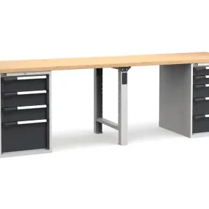 A Buon Prezzo Banco da lavoro Fami Master 300cm grigio con piano in legno e 9 cassetti