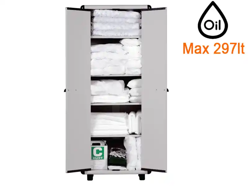 Armadio in plastica Carvel 680x390x1665mm con materiale assorbente per olio, 297lt Must-Have