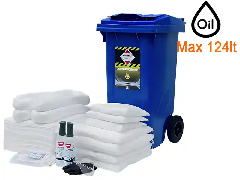 Bidone carrellato Carvel 480x560x935mm con materiale assorbente per olio, 124lt Bestseller