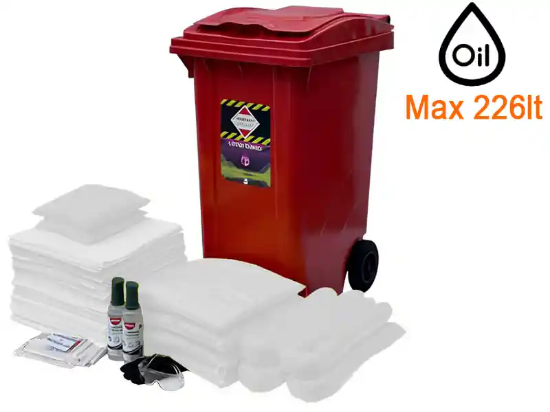 Spedizione Espresso Bidone carrellato Carvel 580x735x1065mm con materiale assorbente per olio, 226lt