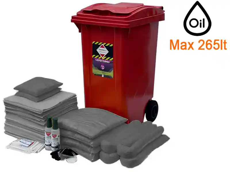 Bidone carrellato Carvel 580x735x1065mm con materiale assorbente universale, 265lt Spedito Oggi