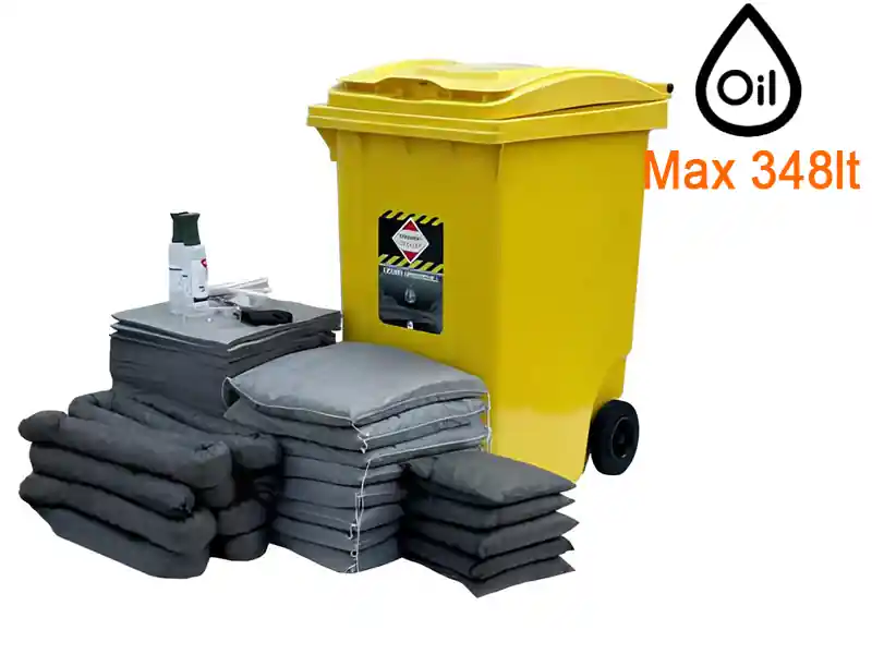 Bidone carrellato Carvel 625x860x1096mm con materiale assorbente universale, 348lt Occasione Imperdibile