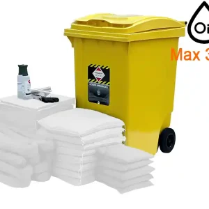Bidone carrellato Carvel 625x860x1096mm con materiale assorbente per olio, 337lt Novità