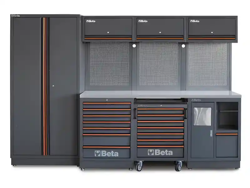 Arredo Beta C45PRO 2.0 X per officina 2955x645x2000mm con piano di lavoro in acciaio Direttamente Dal Produttore