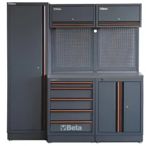 Arredo Beta C45PRO 2.0 BX per officina 1960x645x2000mm con piano di lavoro in acciaio Di Tendenza