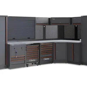 Acquista Ora Arredo Beta C45PRO 2.0 GX per officina 3718/2358x645x2000mm con piano in acciaio e avvolgitori