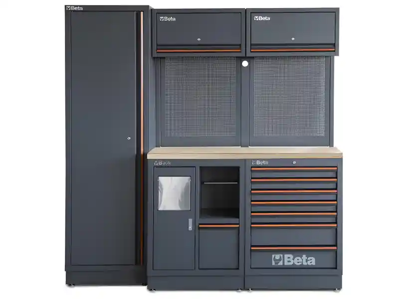 Arredo Beta C45PRO 2.0 CW per officina 1960x645x2000mm piano in legno e modulo di servizio Subito Disponibile