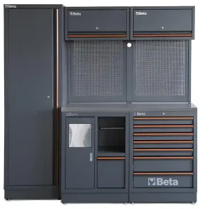 Arredo Beta C45PRO 2.0 CX per officina 1960x645x2000mm piano in acciaio e modulo di servizio Promozione Esclusiva