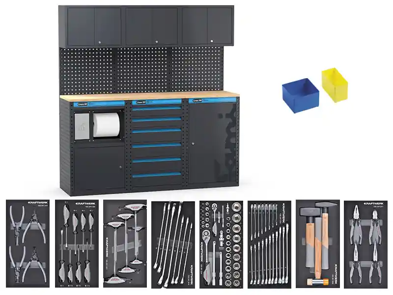 Must-Have Arredo Fami Garage 391 G10 da 1824x495x1.900mm con 84 utensili Kraftwerk e 20 porta minuteria