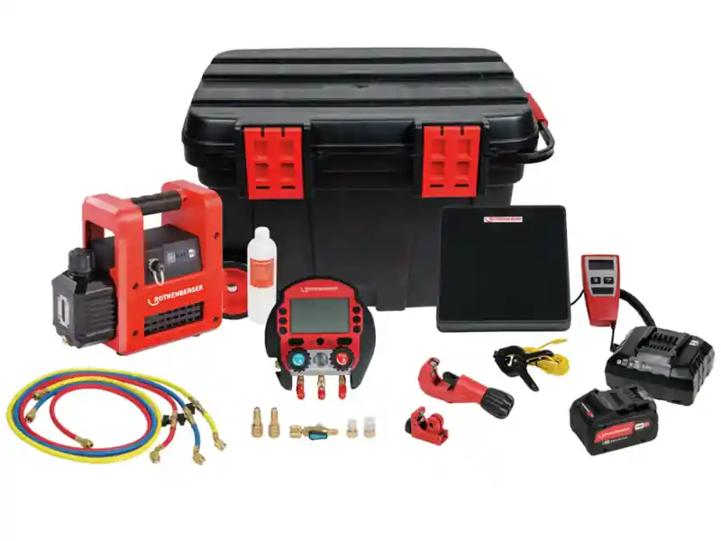 Promozione Esclusiva Rothenberger pompa per vuoto e carica condizionatori Rocaddy 120 R32 CL digitale in Set