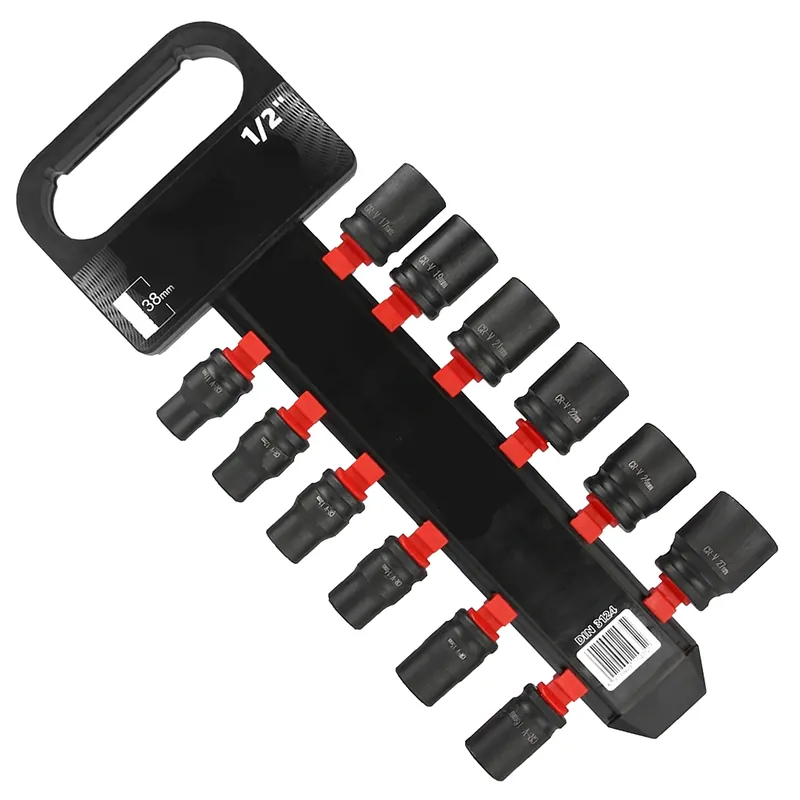 Set di bussole a impatto da 10 a 27 mm 1/2" esagonale CrMo 13 pezzi Quantità Limitata