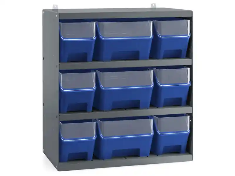 Must-Have Scaffale per 9 contenitori RK Box Air Fami 496x304x546mm grigio scuro con divisori e frontalini