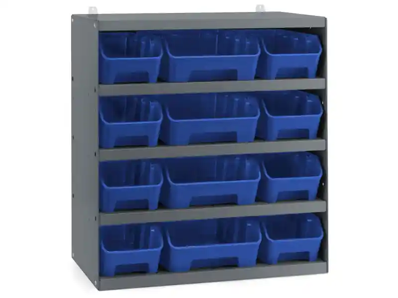 Scaffale portaminuteria Fami 496x304x546mm grigio scuro con 12 contenitori RK Box Air Popolare