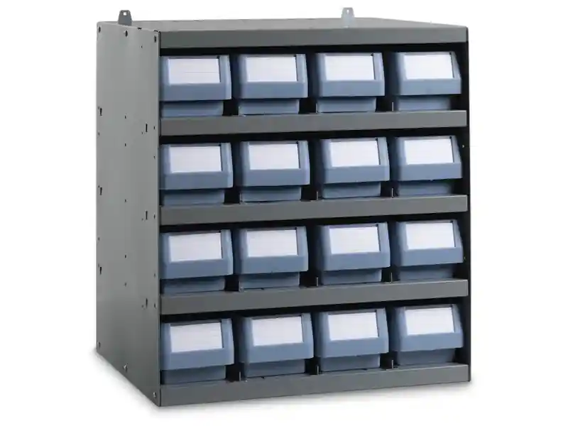 Scaffale modulare a parete Fami 496x404x546mm con 5 ripiani e 16 cassette RK Box Classic Economico