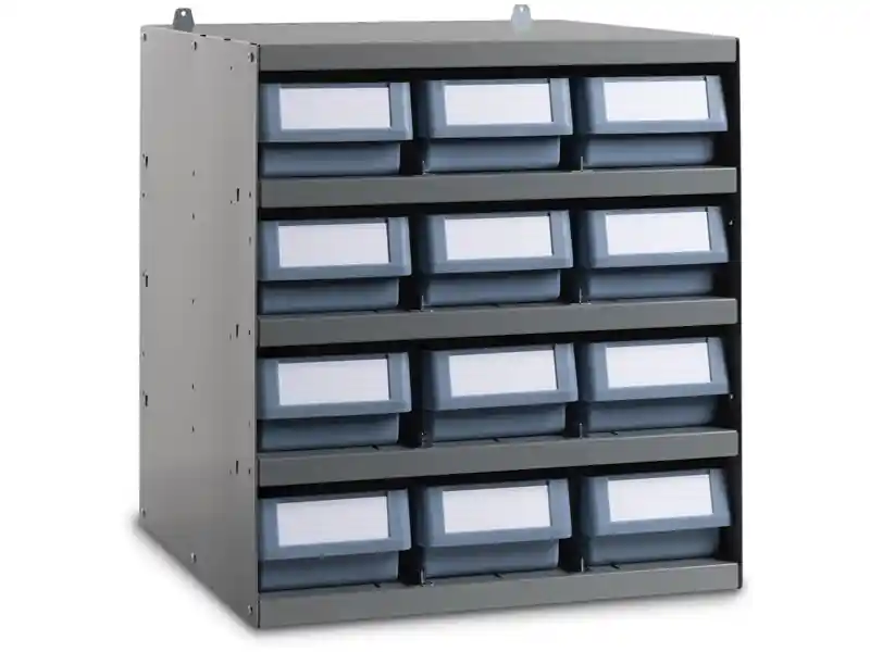 Scaffale modulare a parete Fami 496x504x546mm con 5 ripiani e 12 cassette RK Box Classic Non Perdere