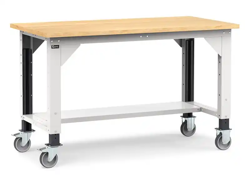 Banco da lavoro Fami Work 150cm grigio con ruote e piano in legno Prezzo Basso