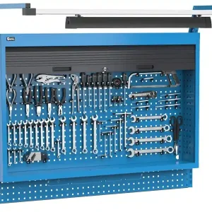 Acquista Ora Parete attrezzata Fami Work Look 1500x710x1243mm blu con tapparella, lampada e 180 ganci
