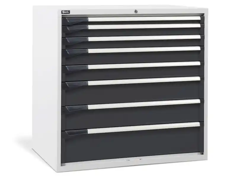 Cassettiera per industria Fami Master DE 1020x726x1000mm bicolore con 8 cassetti, 2000Kg Non Perdere