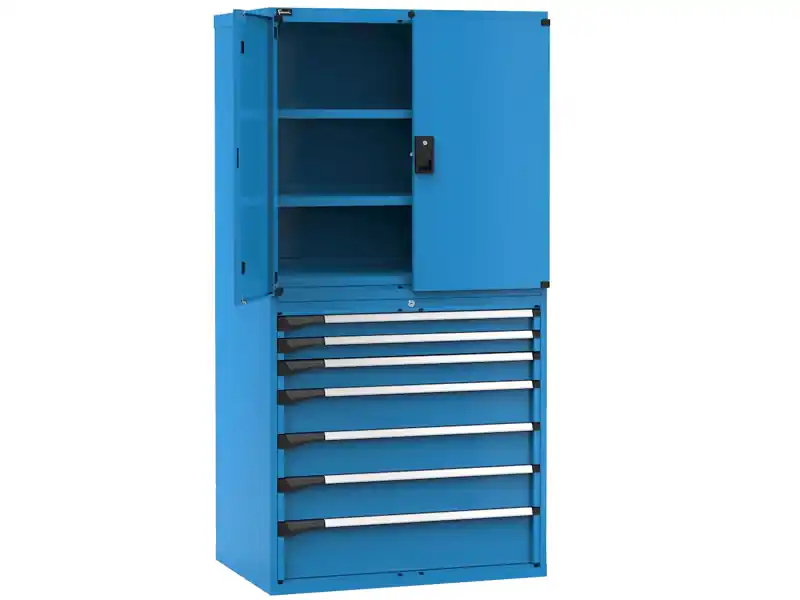 Nuova Collezione Armadio Fami Master 1020x726x2000mm blu con 7 cassetti estrazione totale e 3 ripiani