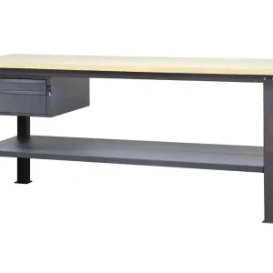 Banco da lavoro Beta C58BC-W 2C/A 210cm antracite con piano in legno e 2 cassetti Esclusivo