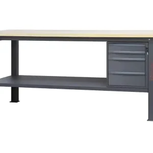 Banco da lavoro Beta C58BC-W 4C/A 210cm antracite con piano in legno e 4 cassetti Direttamente Dal Produttore