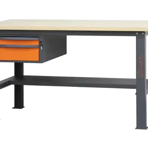 Banco da lavoro Beta C58BC-W 2C/O 160cm bicolore con piano in legno e 2 cassetti Nuova Collezione