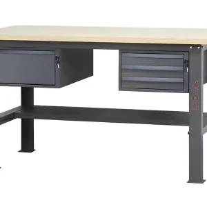 Banco da lavoro Beta C58BC-W 4C/A 160cm antracite con piano in legno e 4 cassetti Quantità Limitata