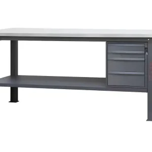 Banco da lavoro Beta C58BC-X 4C/A 210cm antracite con piano in acciaio inox e 4 cassetti Professionale