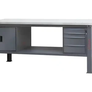 Subito Disponibile Banco da lavoro Beta C58BC-X 4CA/A 210cm antracite con piano in acciaio inox, 4 cassetti e armadio