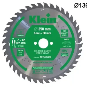 Più Venduto Lama circolare a spessore sottile Klein AP Ø136x20mm, 24 denti per legno, compensato, MDF