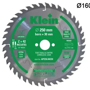 Bestseller Lama circolare a spessore sottile Klein AP Ø160x20x1,8mm per legno, compensato, MDF, 24-56 denti